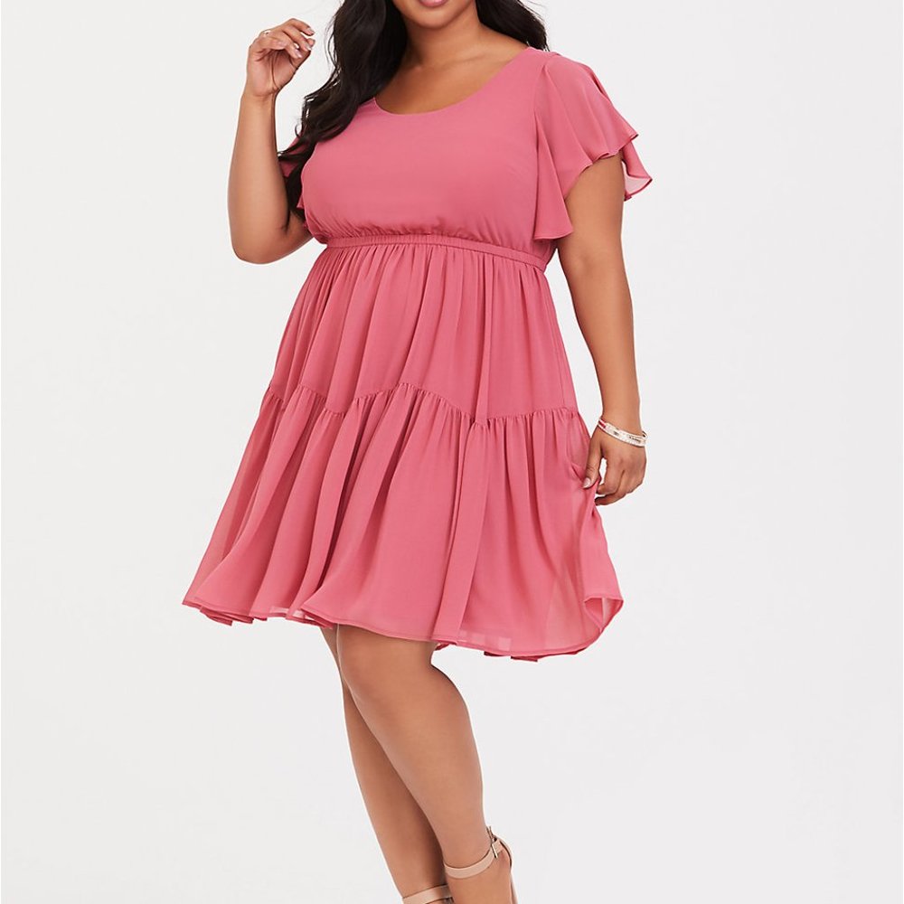 Torrid SS Pink Ruffle Skater Dress, 4